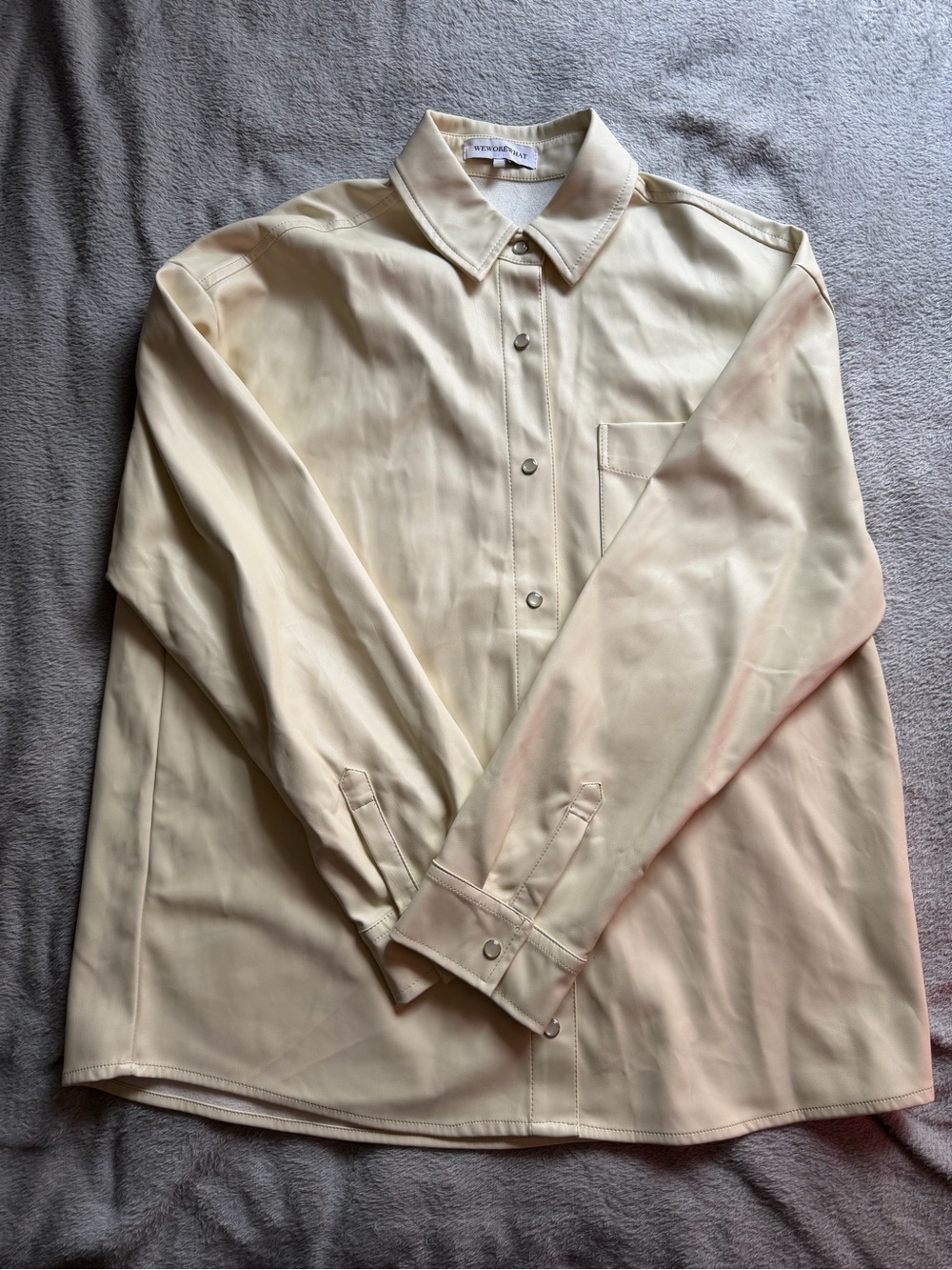 WeWoreWhat Cream Faux Leather Coat